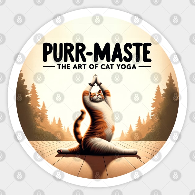 Zen Whiskers - Cat Yoga Master Sticker by Doming_Designs